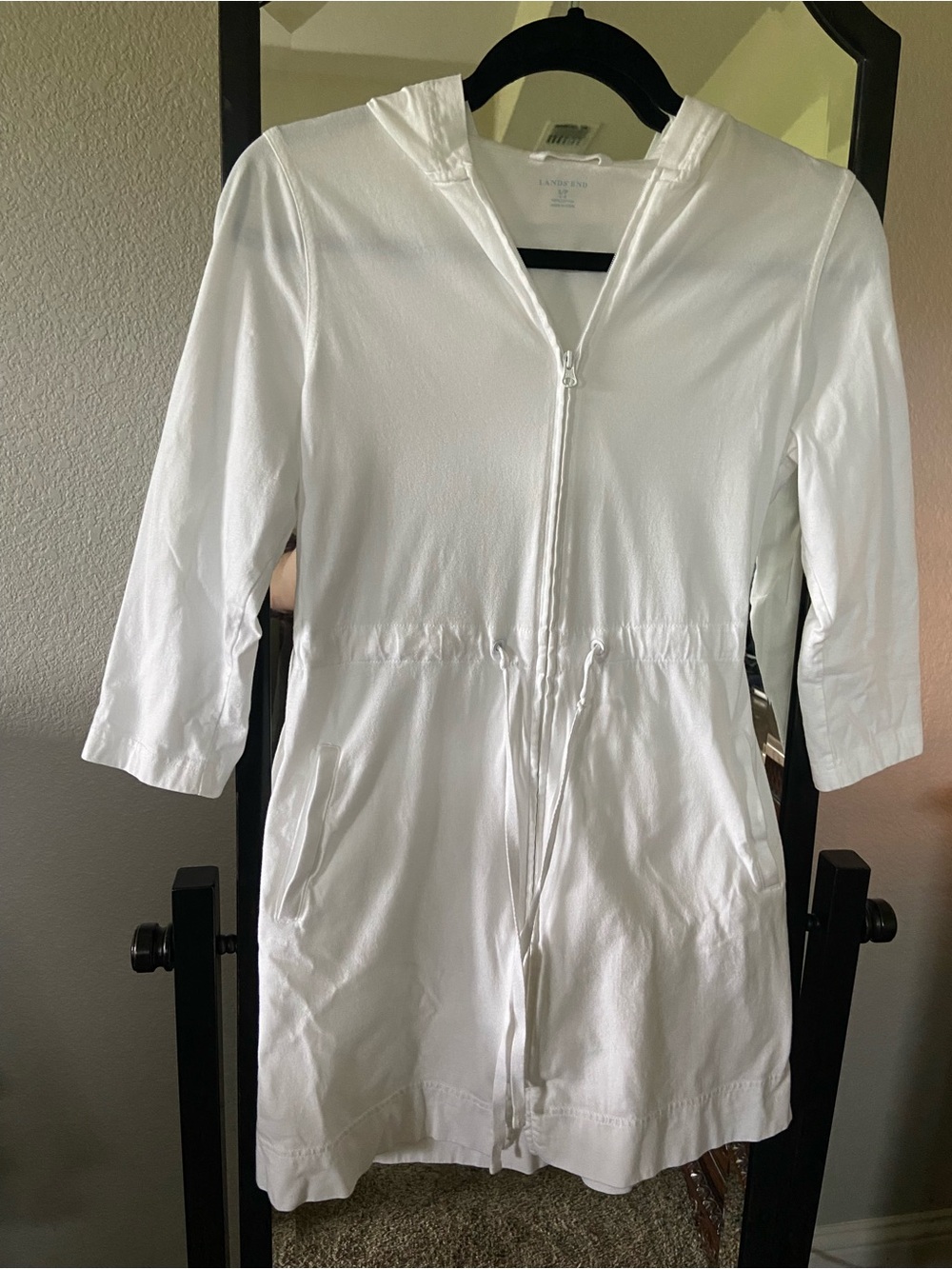 Lands' End White Hooded Swim Coverup
